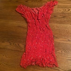 XS Floral Summer Dress - Red - 100% Recycled Polyester